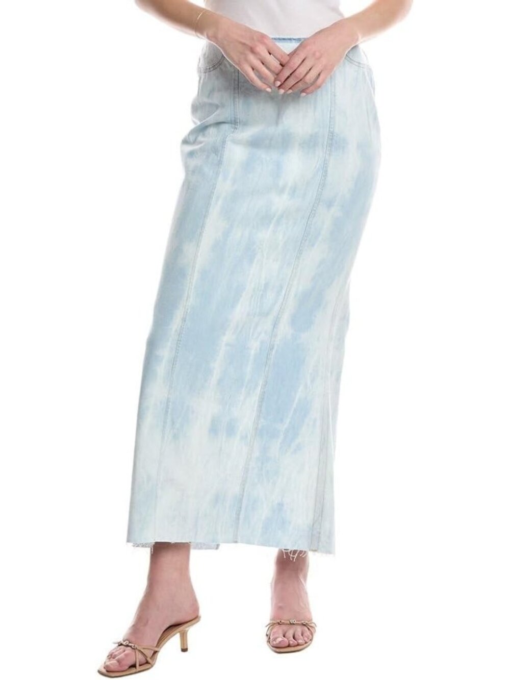 DL1961 Tie-Dye Asra Maxi Denim Skirt Light Tide ( 25 )